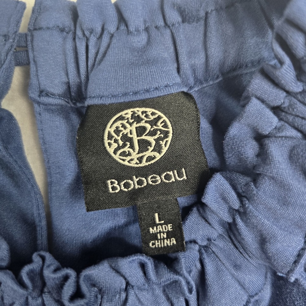 B Collection By Bobeau Solid Royal Blue Print Ruffle Neck Halter Top Neck Flowy - Picture 3 of 8